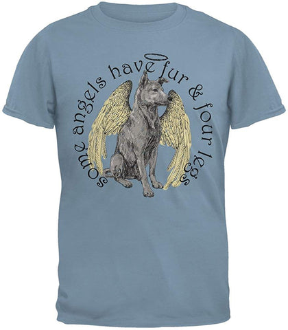 Dog Angel Stone Adult Blue T-Shirts