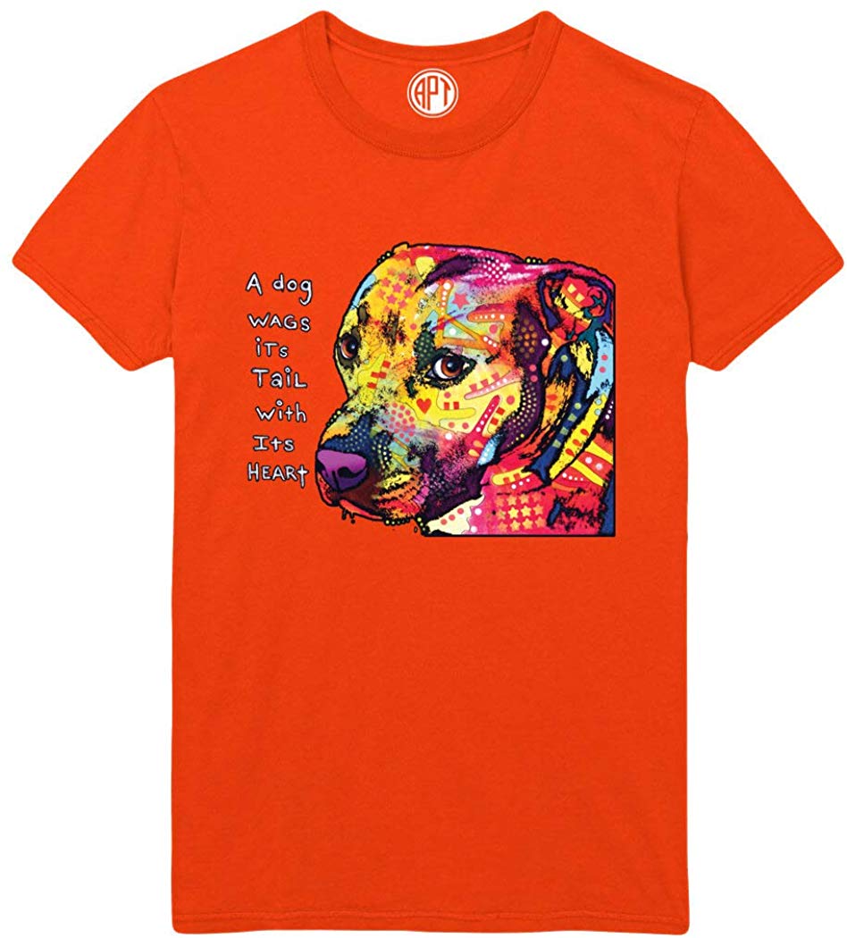 Dog Wags Its Tail with Its Heart-Gratitude Pitbull-Staffordshire Terrier-Printed Orange T-Shirts