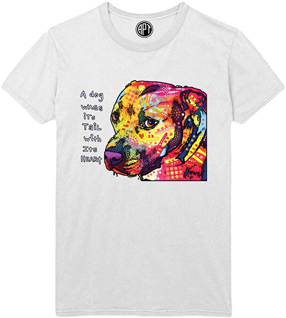 Dog Wags Its Tail with Its Heart-Gratitude Pitbull-Staffordshire Terrier-Printed White T-Shirts