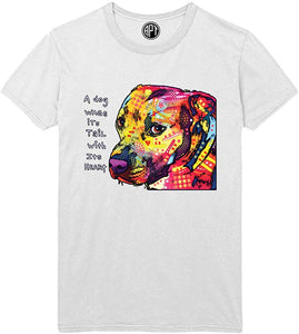 Dog Wags Its Tail with Its Heart-Gratitude Pitbull-Staffordshire Terrier-Printed White T-Shirts