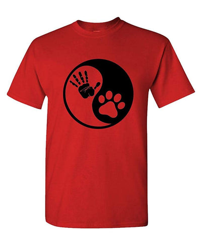 Dog YIN YANG-pet Rescue Dog Puppy Animal-Mens Cotton Red T-Shirts