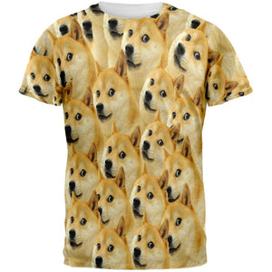 Doge Meme All Over Adult Red T-Shirts