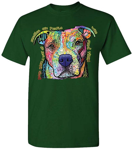 Dogs Have A Way-Pitbull Dean Russo-Mens Cotton Green T-Shirts