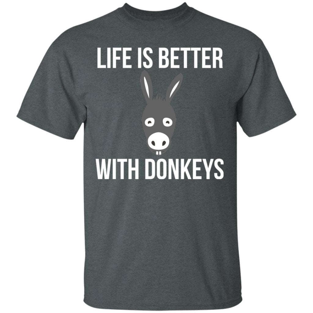 Donkey,Life is Better with Donkeys Funny Gift grey T-Shirts