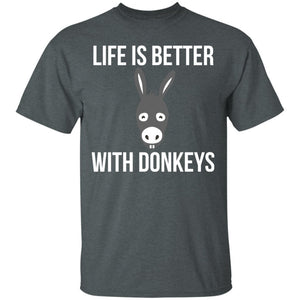 Donkey,Life is Better with Donkeys Funny Gift grey T-Shirts