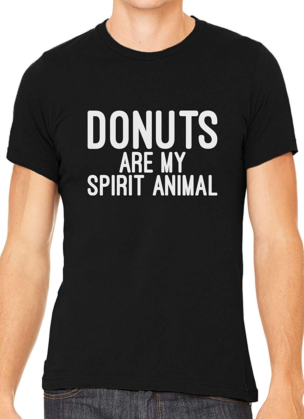 Donuts are My Spirit Animal Cotton Crewneck Men Black T-Shirts