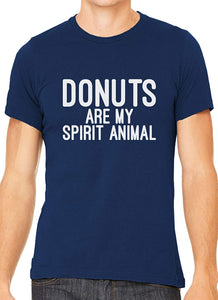 Donuts are My Spirit Animal Cotton Crewneck Men Blue T-Shirts