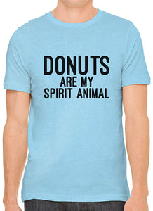 Donuts are My Spirit Animal Cotton Crewneck Men Blue T-Shirts