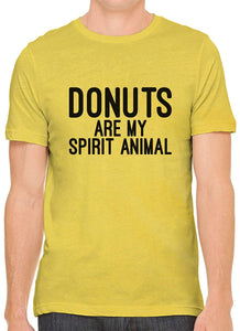 Donuts are My Spirit Animal Cotton Crewneck Men Yellow T-Shirts