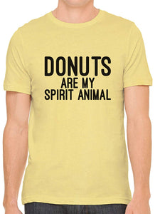 Donuts are My Spirit Animal Cotton Crewneck Men Yellow T-Shirts