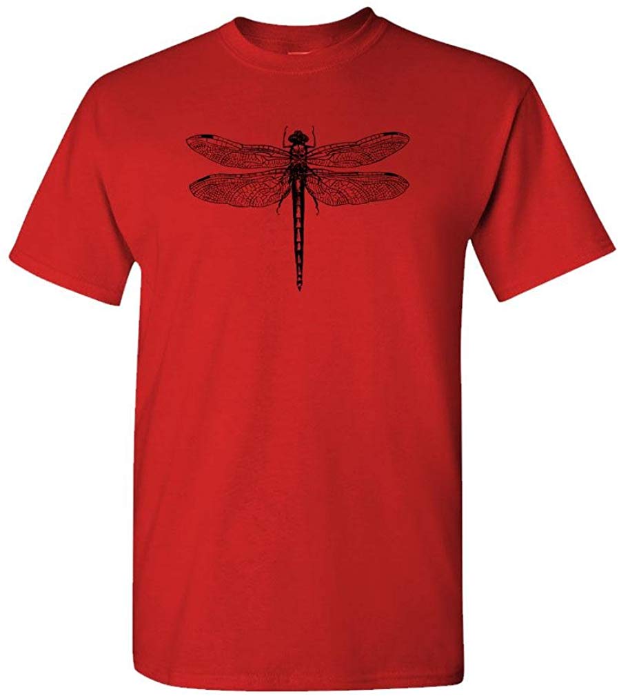 Dragonfly-Mens Cotton Red T-Shirts