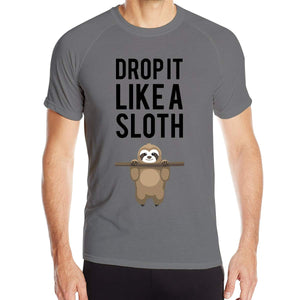 Drop It Like A Sloth-1 Men's Fast Drying Round Collar Short Sleeve Gym Wear grey T-Shirts