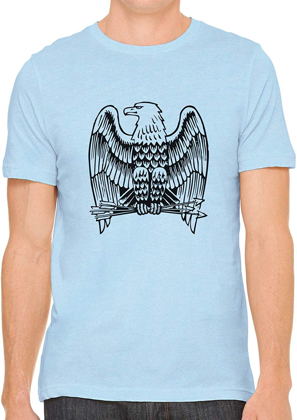 Eagle with Arrows Cotton Crewneck Unisex Blue T-Shirts