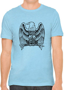 Eagle with Arrows Cotton Crewneck Unisex Blue T-Shirts