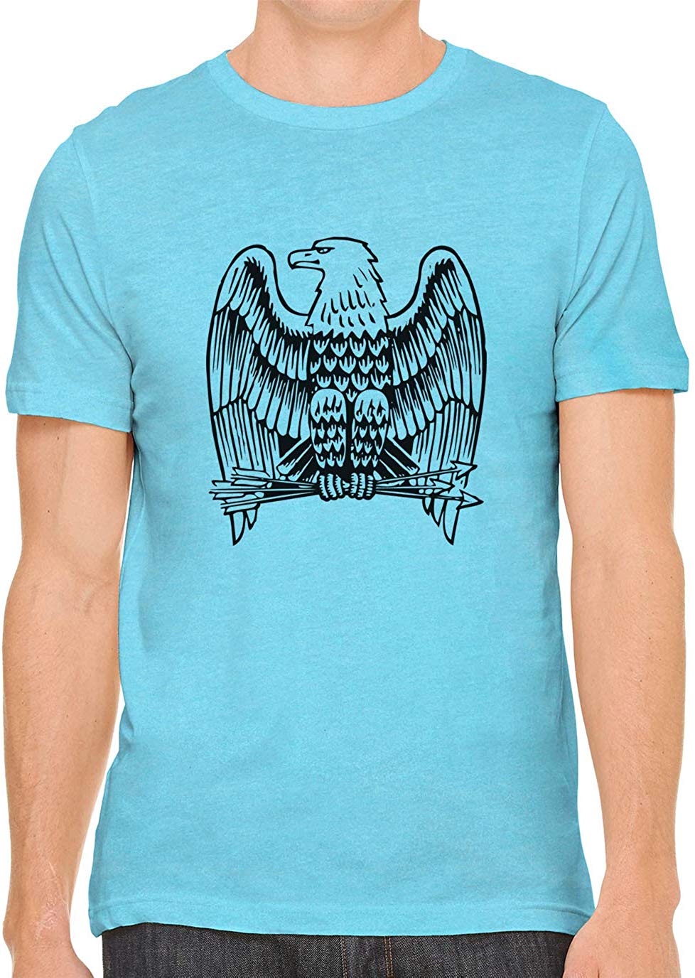 Eagle with Arrows Cotton Crewneck Unisex Blue T-Shirts