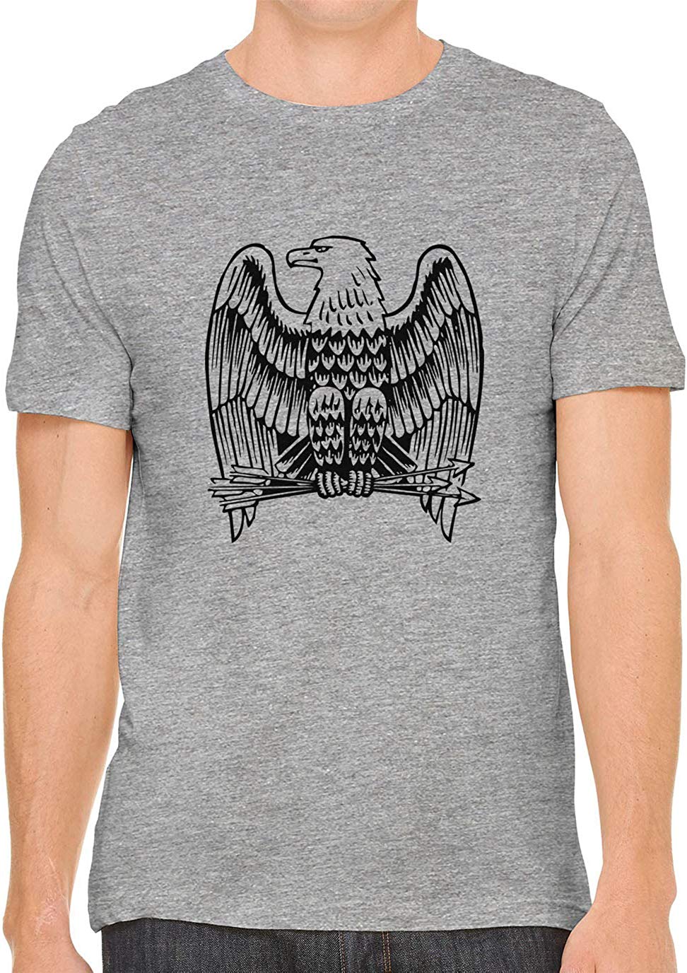 Eagle with Arrows Cotton Crewneck Unisex Gray T-Shirts