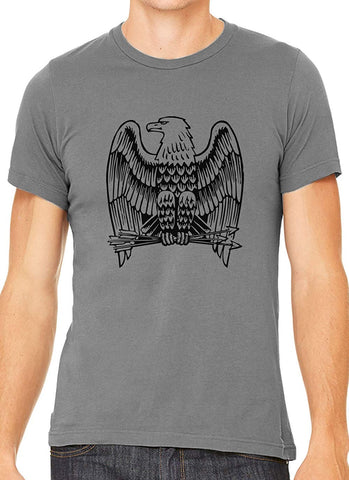 Eagle with Arrows Cotton Crewneck Unisex Gray T-Shirts