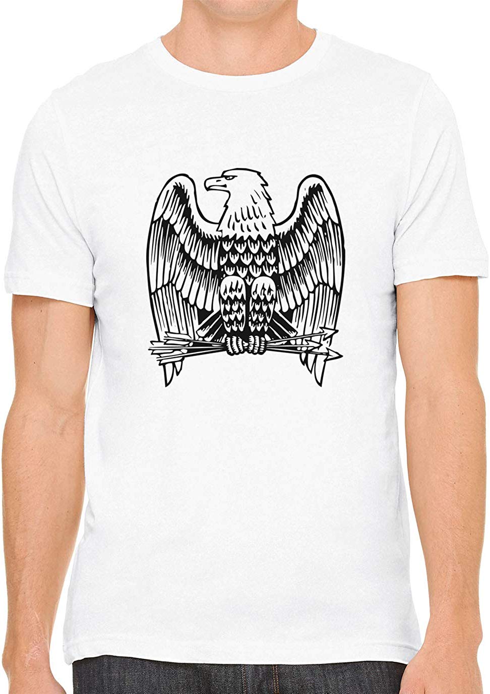 Eagle with Arrows Cotton Crewneck Unisex White T-Shirts