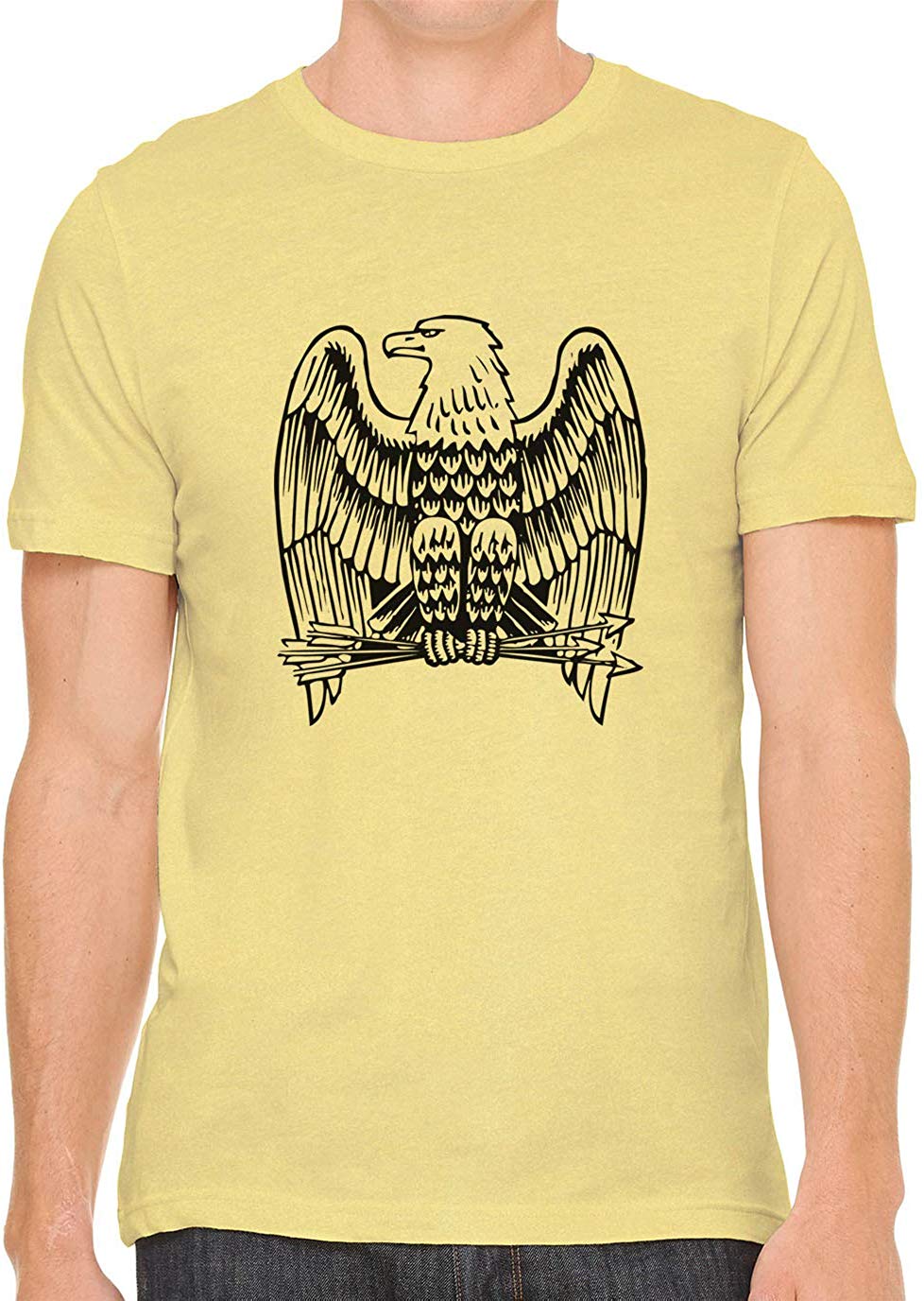 Eagle with Arrows Cotton Crewneck Unisex Yellow T-Shirts