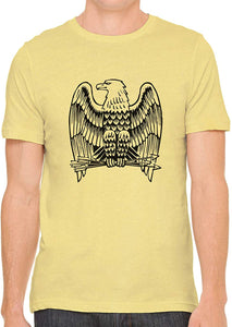 Eagle with Arrows Cotton Crewneck Unisex Yellow T-Shirts