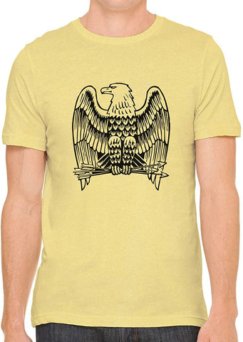 Eagle with Arrows Cotton Crewneck Unisex Yellow T-Shirts