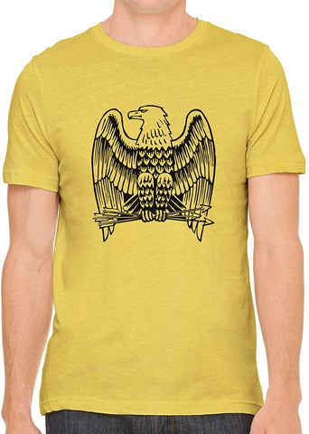 Eagle with Arrows Cotton Crewneck Unisex Yellow T-Shirts