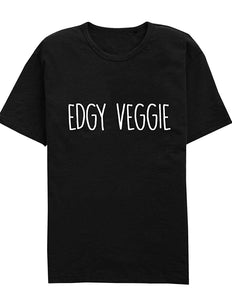 Edgy Veggie Vegan Vegetarian unisex slogan Black T-Shirts