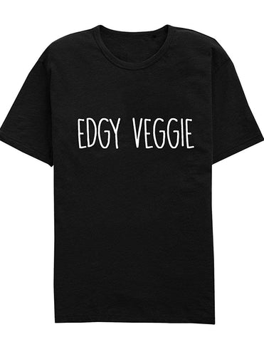 Edgy Veggie Vegan Vegetarian unisex slogan Black T-Shirts