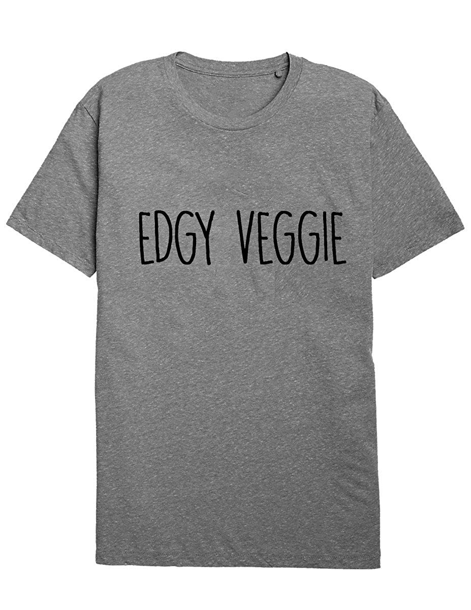 Edgy Veggie Vegan Vegetarian unisex slogan Gray T-Shirts