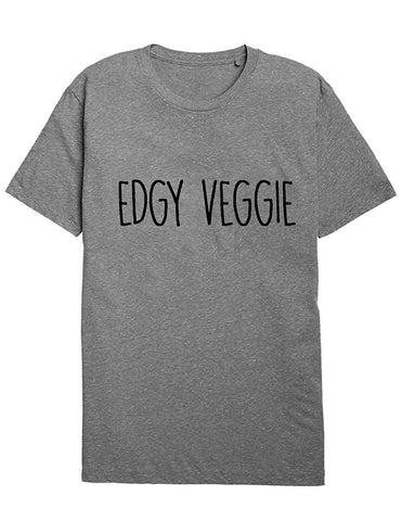 Edgy Veggie Vegan Vegetarian unisex slogan Gray T-Shirts