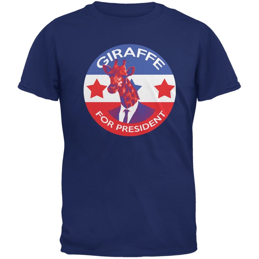 Election 2016 Giraffe For President Metro Adult Blue T-Shirts