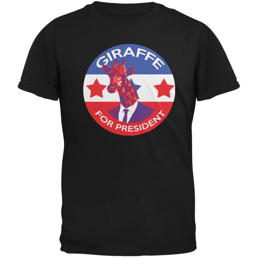 Election 2016 Giraffe for President Adult Black T-Shirts