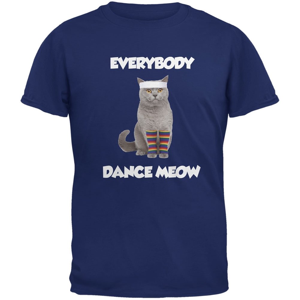 Everybody Dance Meow Metro Adult Blue T-Shirts