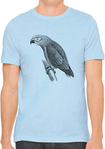 Exotic Grey Parrot Cotton Crewneck Unisex Blue T-Shirts