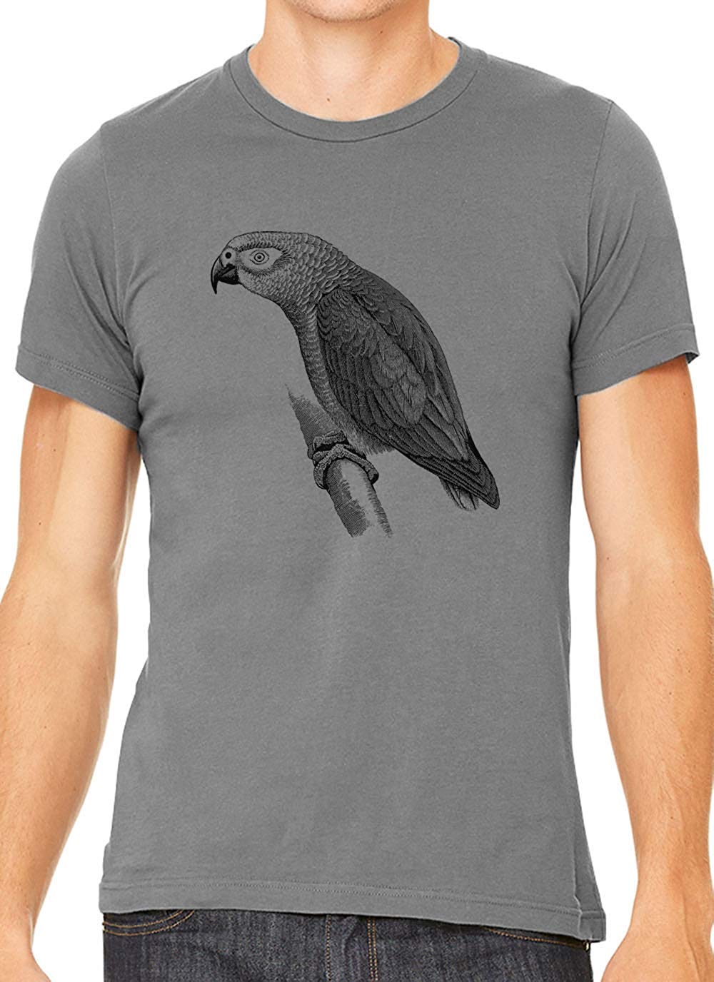 Exotic Grey Parrot Cotton Crewneck Unisex Gray T-Shirts