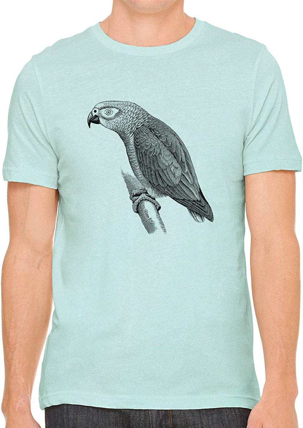 Exotic Grey Parrot Cotton Crewneck Unisex Green T-Shirts