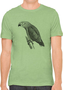 Exotic Grey Parrot Cotton Crewneck Unisex Green T-Shirts