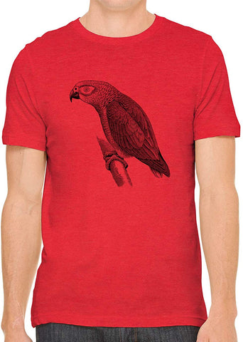 Exotic Grey Parrot Cotton Crewneck Unisex Red T-Shirts