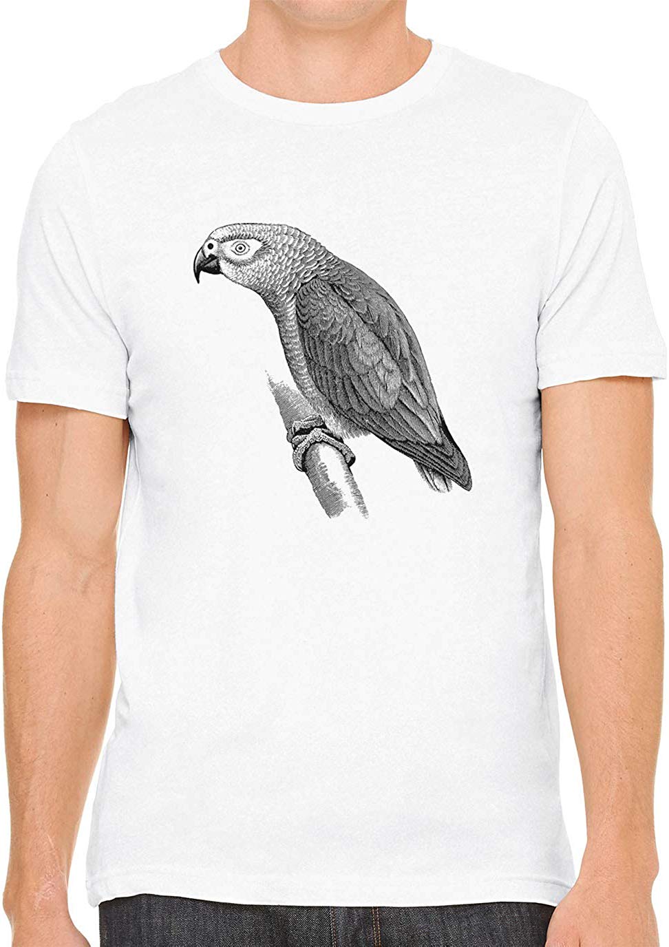 Exotic Grey Parrot Cotton Crewneck Unisex White T-Shirts