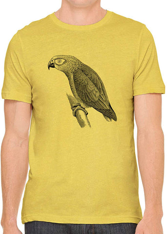 Exotic Grey Parrot Cotton Crewneck Unisex Yellow T-Shirts