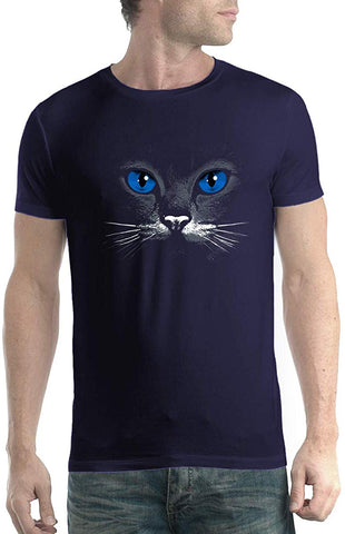 Eyes Cat Animals Men New Blue T-Shirts