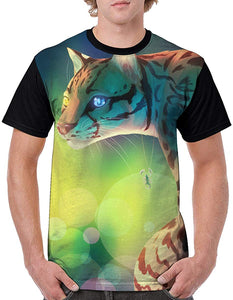 Fantasy Leopard Mens 3D Print Short Sleeve Graphic Summer Black T-Shirts