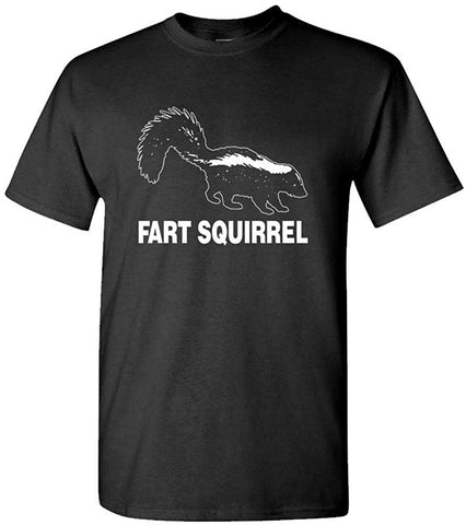 Fart Squirrel-Skunk Animal-Mens Cotton Black T-Shirts