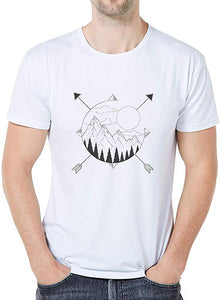 Fashion Cartoon Animal Short Sleeve Cotton Simple Mountain Print Round Neck Top Comfy White T-Shirts