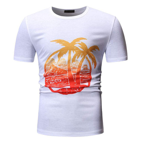 Fashion Men's Summer Casual 3D Coco Print Short Sleeve Fashion Wild Casual Sports Top White T-Shirts