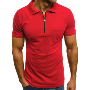 Fashion Personality Men's Summer Casual Slim Short Sleeve Pockets Basic Tops Red T-Shirts