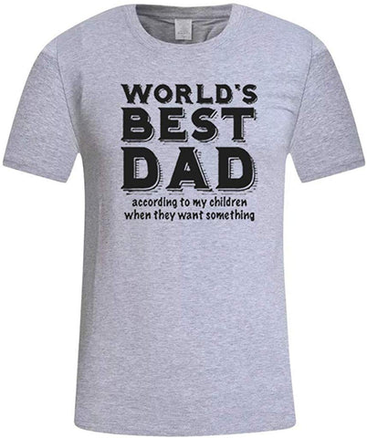 Father's Day Men's Summer Casual Print Short Sleeve Gift for Worlds Best DAD Tops Gray T-Shirts