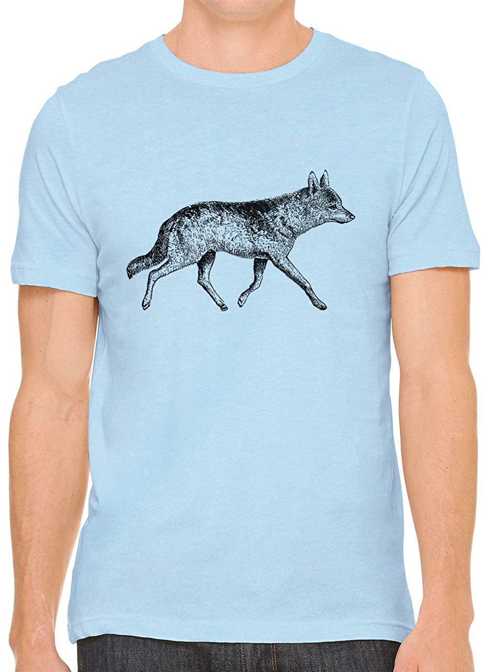 Fox Trotting Cotton Crewneck Men Blue T-Shirts