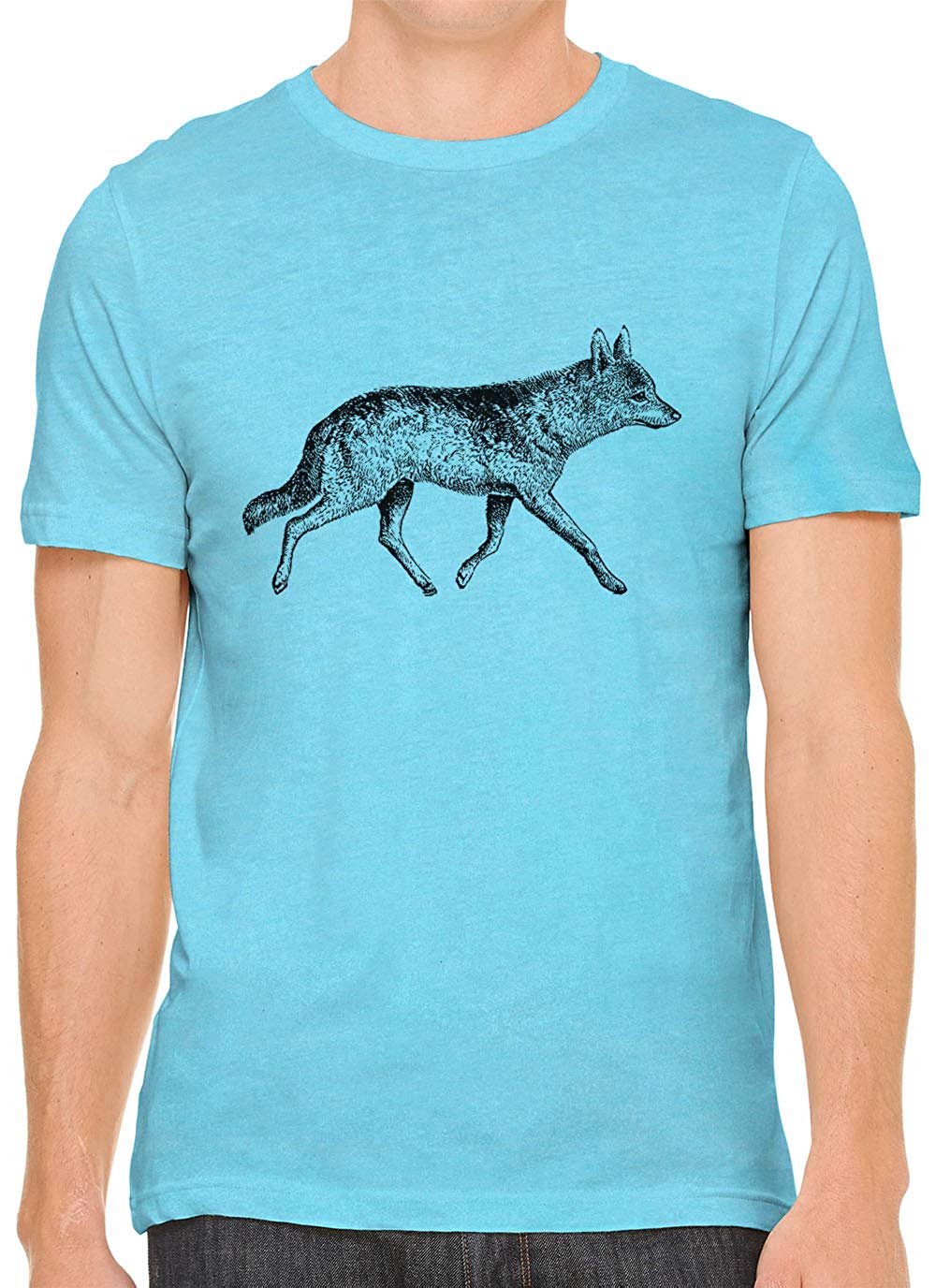 Fox Trotting Cotton Crewneck Men Blue T-Shirts