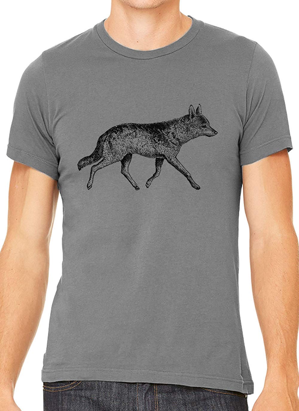 Fox Trotting Cotton Crewneck Men Gray T-Shirts